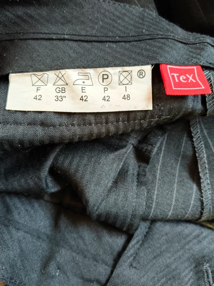 Costume droit 3 boutons Tex anthracite à fines rayures - photo numéro 5