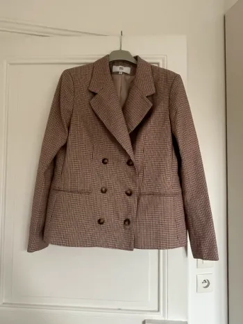 Veste blazer à carreaux /pied de poule style preppy très chic