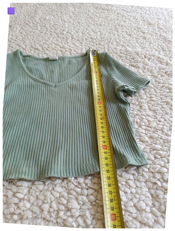 Crop top côtelé vert d’eau mignon cute kawaii crop top - photo numéro 4