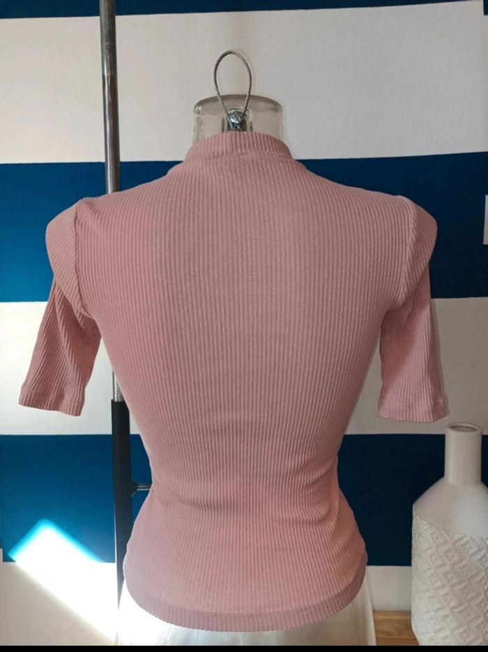 Tee-shirt manches courtes coton côtelé Jennyfer femme taille S - photo numéro 3