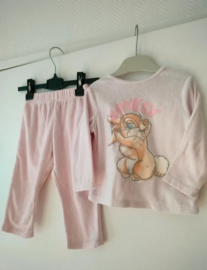 (e) Pyjama Velours rose Disney 18mois - photo numéro 2