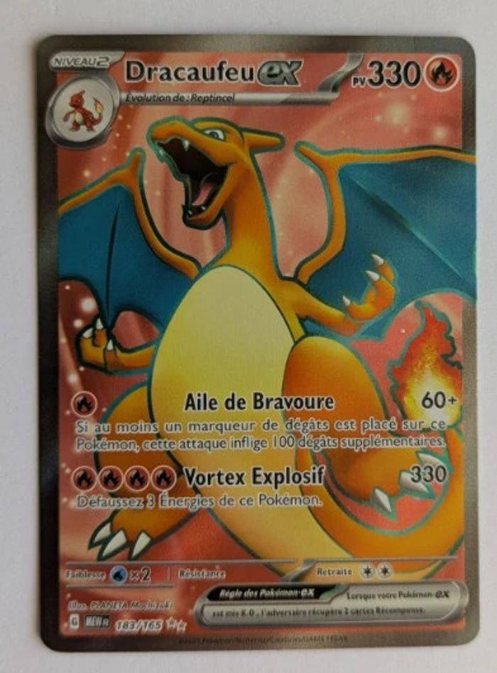 Carte Pokémon Dracaufeu EX FA 183/165 - EV3.5 Ecarlate et Violet FR 151 - FR Neuve