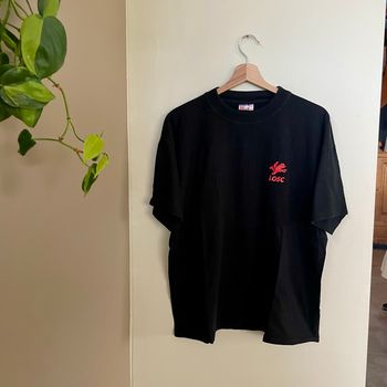 T-shirt noir Losc Uefa Champions League B&C homme coton logo rouge et imprimé dos taille M-L V059