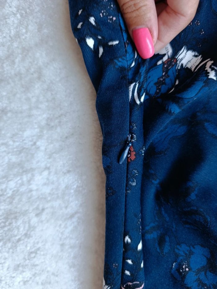 Robe d'été Kaffe bleu marine fleuri S - photo numéro 8