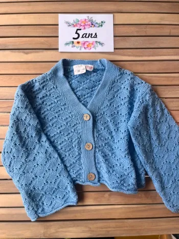Gilet crochet boutons en bois Zara 5 ans