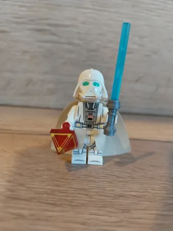 Figurine type lego Sith Dark Vador blanc avec Holocron star wars