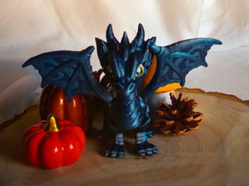 Dragon Ailé Articulé Metal Bleu 12 cm