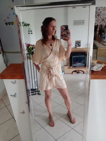 Combishort femme 38/40 beige satiné c81