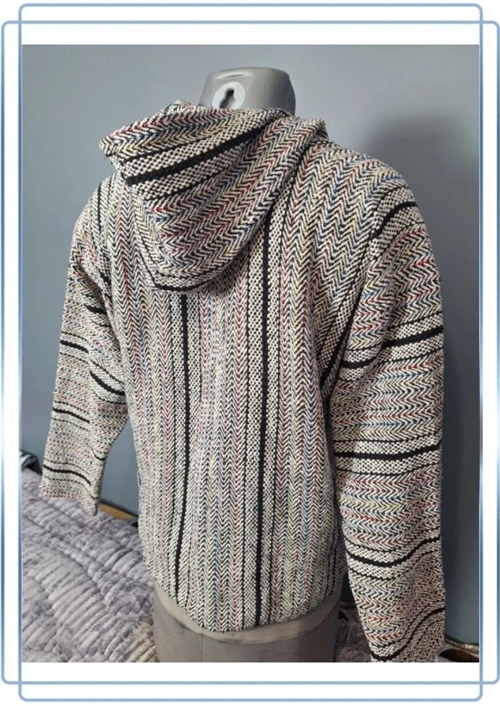 sweat a capuche / Hoodie/baja/poncho mexicain - taille S - homme - multicolore / fait main (287) - photo numéro 6