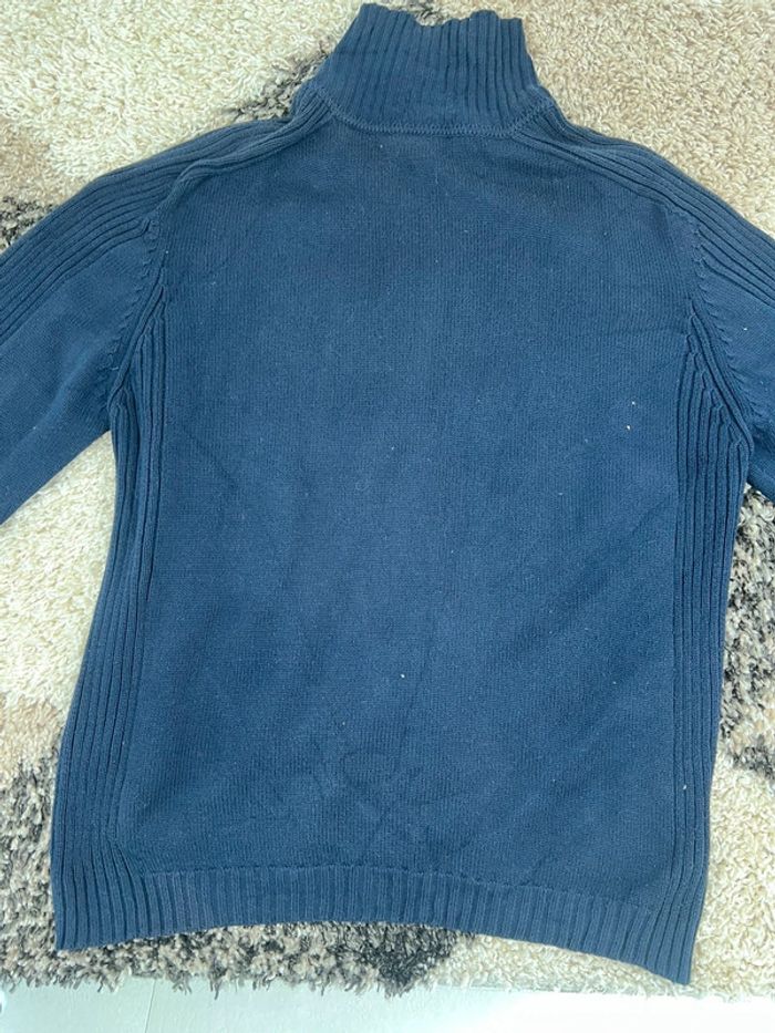 Pull zip full zip Lacoste bleu marine en coton en maille taille XXL style old money - photo numéro 14