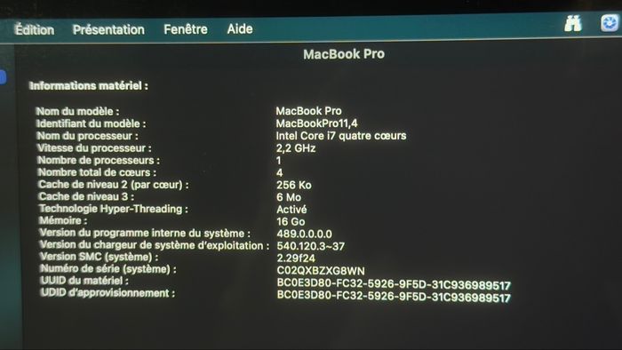 Apple MacBook Pro avec écran Retina MJLQ2LL/A - Mi-2015 - Core i7 2.2 GHz 16 Go RAM 256 Go SSD Argen - photo numéro 6