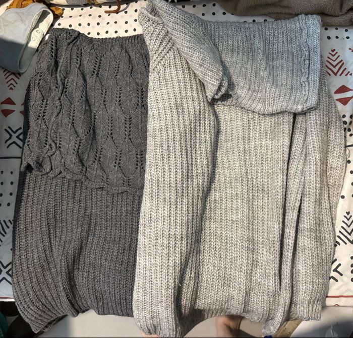 Pull gris en laine femme