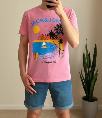 T-shirt rose clair jordayoff crew rose homme - Jack & Jones taille XS