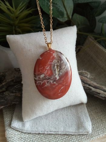 Collier jaspe rouge, pierre naturelle