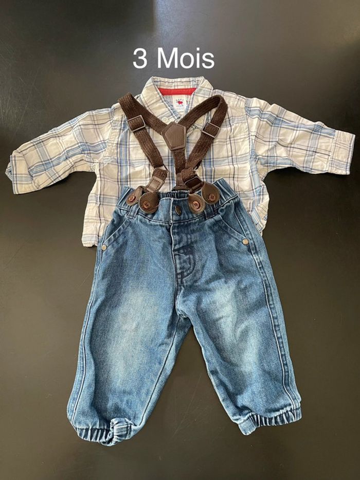 Ensemble chemise et jean à bretelles 3 mois