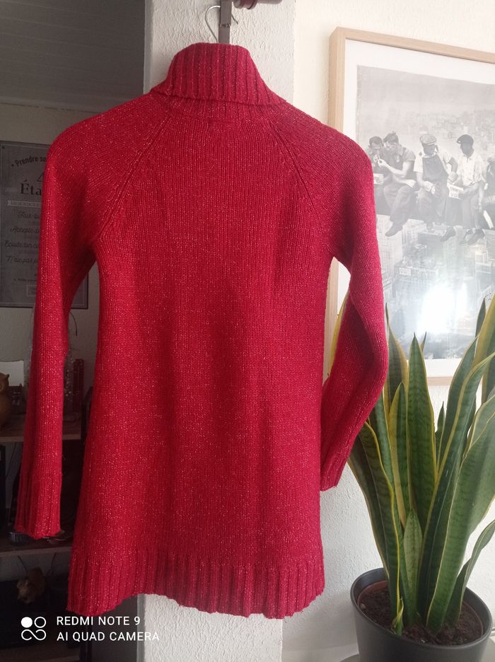 Pull a col roulé In Extenso rouge chiné taille S Tbe - photo numéro 2