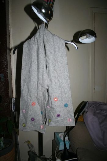 🌸Écharpe en laine grise avec miroirs colorés "An'ge" 🌸