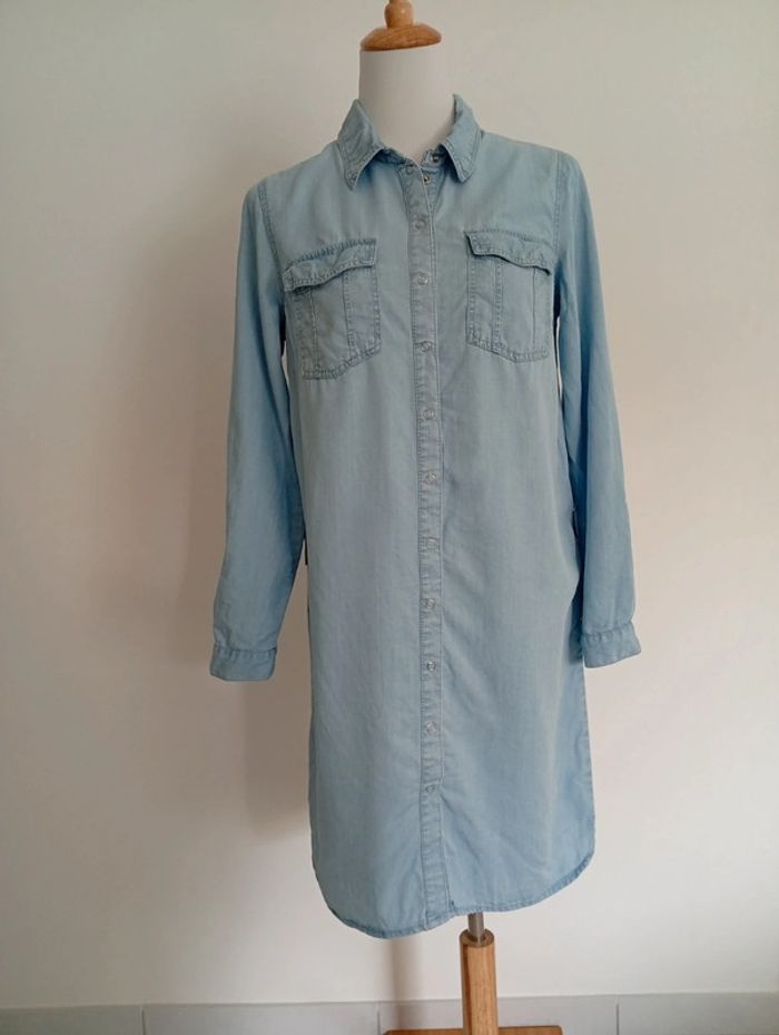 Promod - Robe chemise fluide taille 38 | bleu clair - printemps été