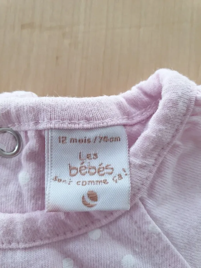 Barboteuse fille 12 mois rose je suis un vrai petit ange - photo numéro 2