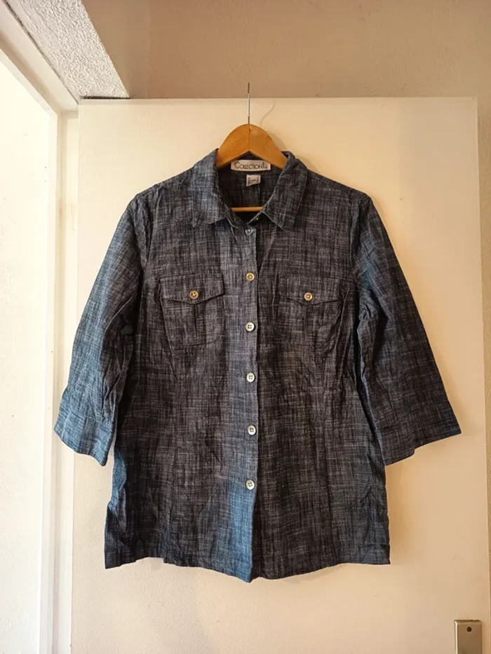 Chemise/veste légère en Jean manches 3/4 Collection L en 44