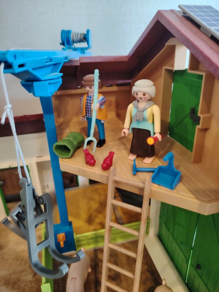 Lot playmobil grande ferme silo country + grange + remorque + tapis - photo numéro 10