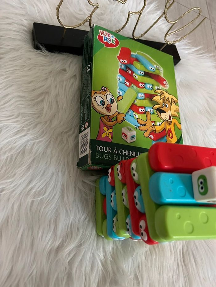 Jenga pour enfant 🥰 tour à chenilles avec dé complet rik et rok - photo numéro 2