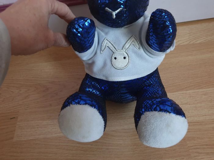 Peluche playboy bleu + strass (h 35+ l15)cm - photo numéro 5