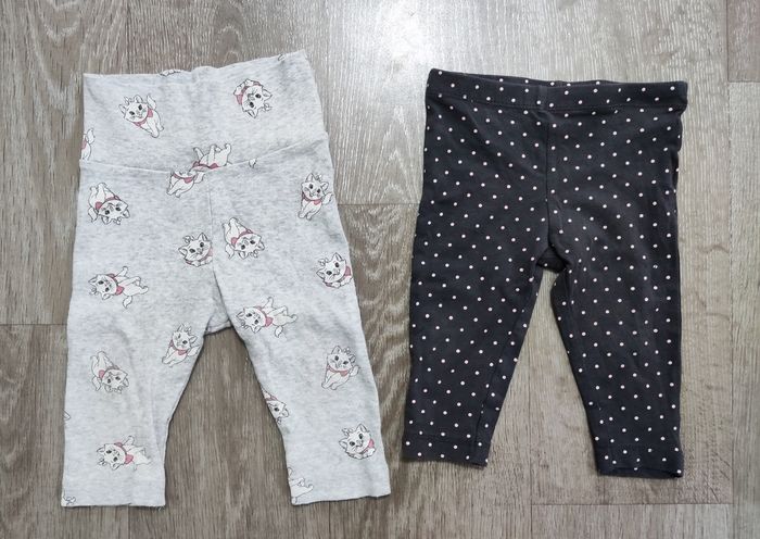 Lot 2 leggings pantacourts, bébé filles 12 mois - photo numéro 2