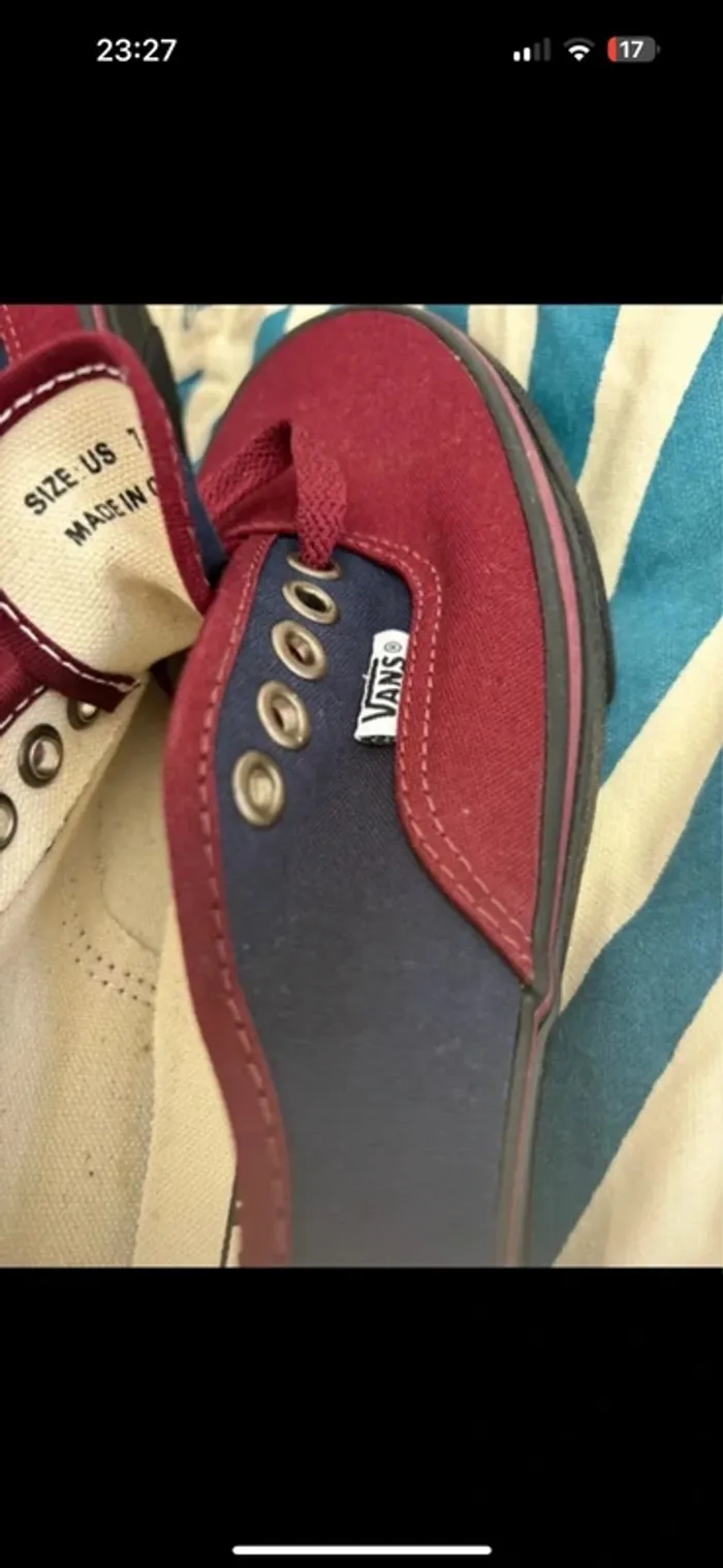 Vans Authentic Femme Taille 38 - Neuf avec Boîte et Sac - Bordeaux/Bleu Marine - photo numéro 6