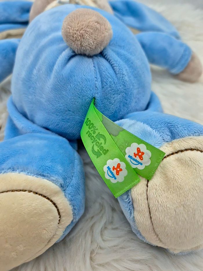 Doudou peluche Lapin Bleu beige/écru Sweet Star bandana Nicotoy - photo numéro 6