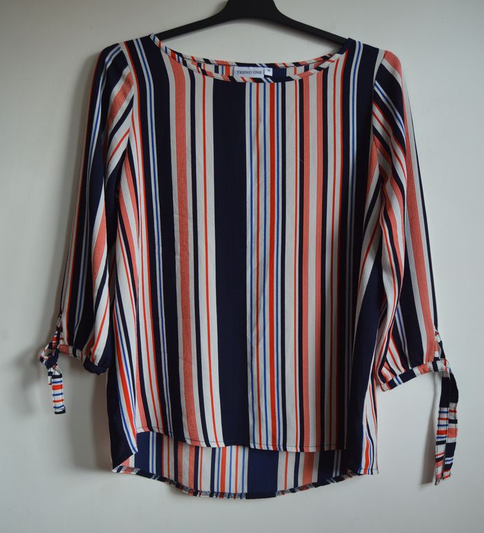 Blouse femme Trend One rayée multicolore manches 3/4 taille 38