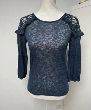 Pull bleu et dentelle Morgan taille XS ou 34