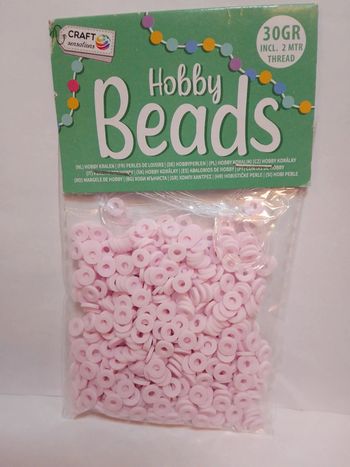 Perles de loisirs roses claires + fil /Craft Sensations