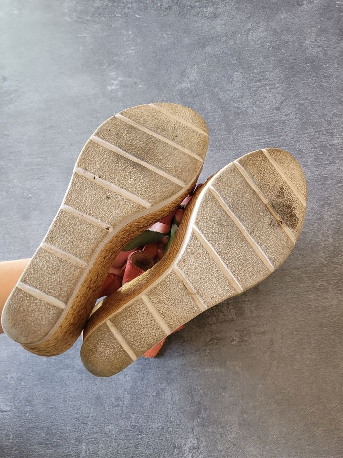 Sandales compensées semelle en cuir 39 - photo numéro 6