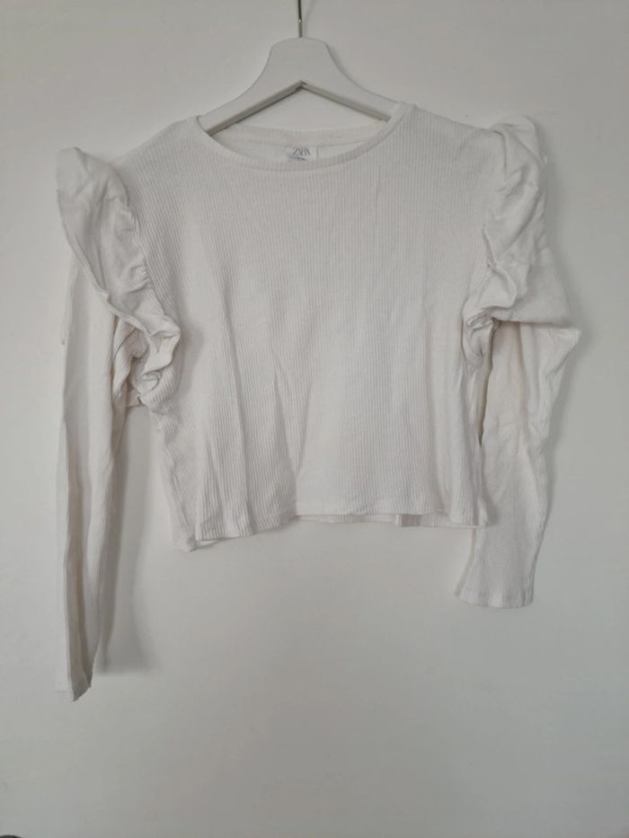 T-shirt à volants blanc 13 / 14 ans Zara