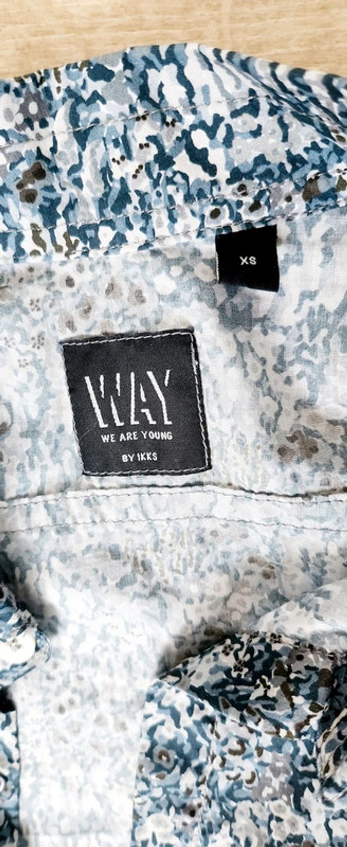 Chemise garçon manches longues motif bleu taille XS IKKS - photo numéro 3