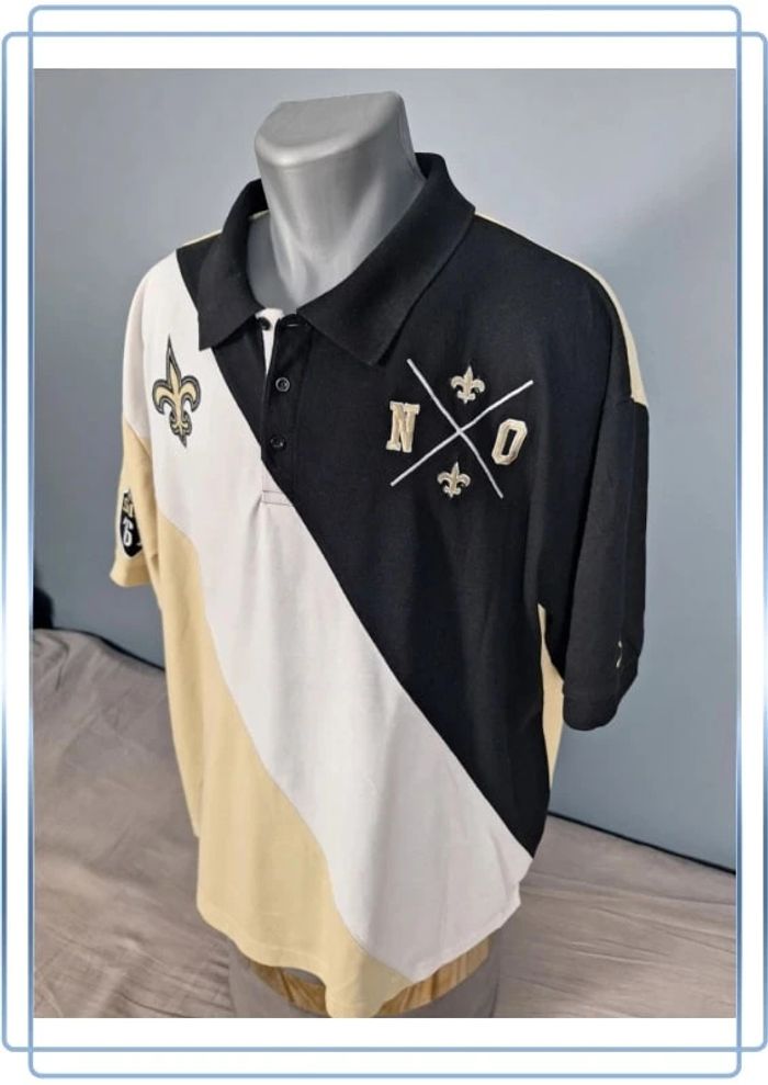 Polo NFL New Orleans Saints officiel 2XL vintage noir beige (540) - photo numéro 7