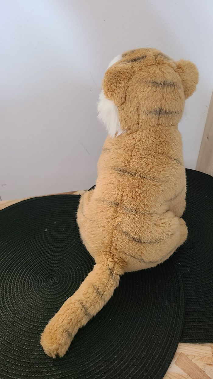 Peluche lion marron assis 30 cm - photo numéro 3