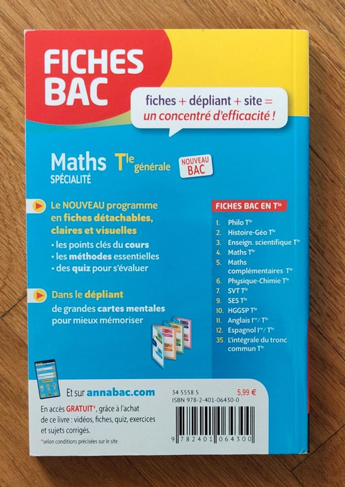 Livre Fiches Bac spécialité Maths - Nouveau Bac Neuf - photo numéro 2