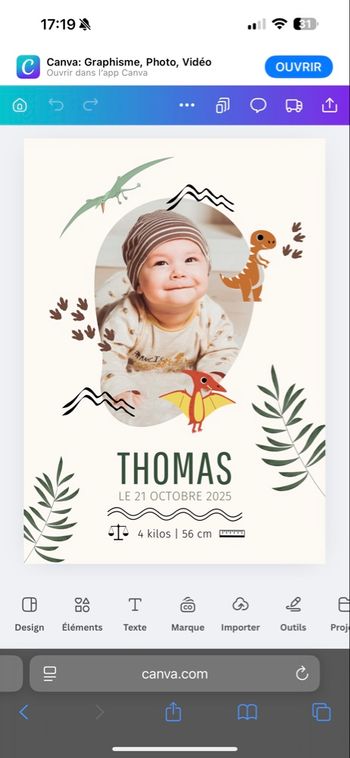 Naissance cadeau tableau