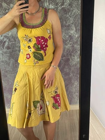 Ensemble jaune fleuri vintage Derhy