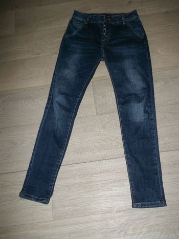 Jean PLACE DU JOUR bleu moyen et délavé, boutonné, slim taille M TBE