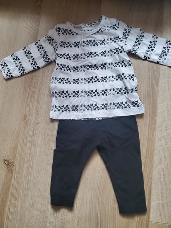 🌴 Ensemble 2 pièces tshirt manche longue imprimé et legging taille 3 mois