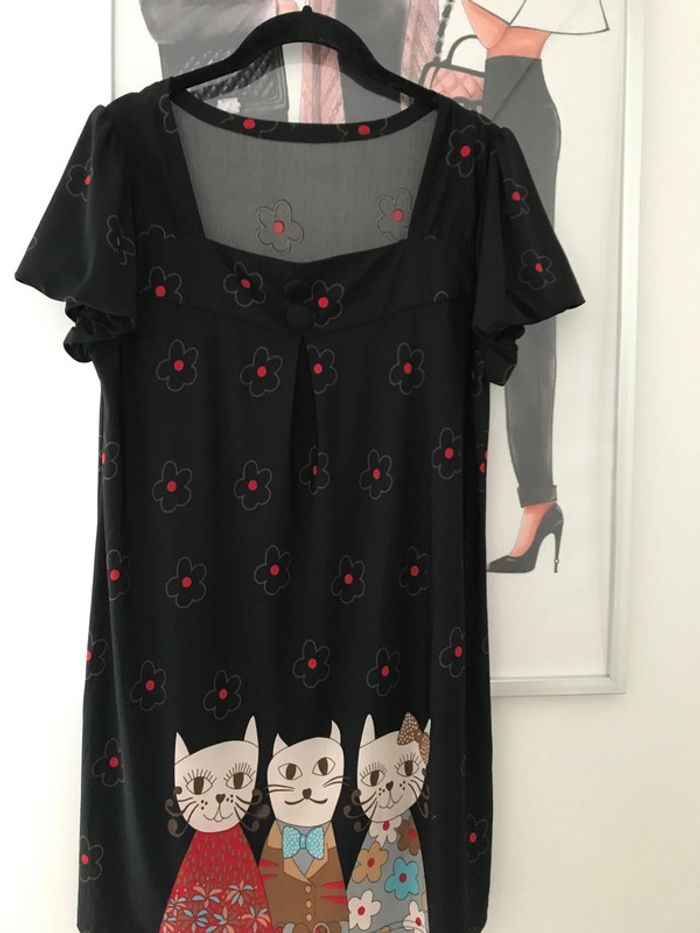 Tunique fluide chat vintage Xl