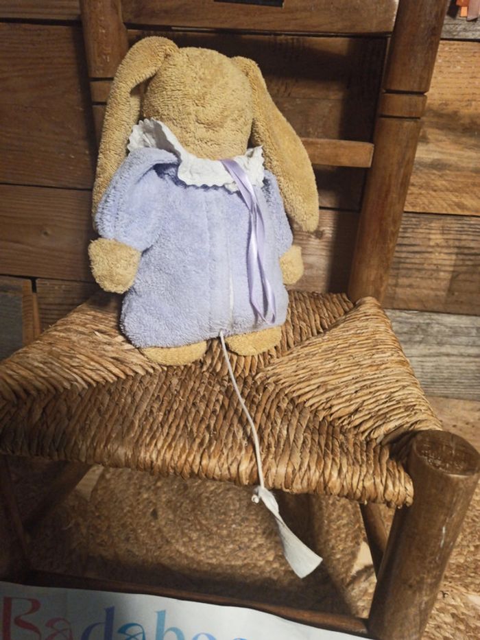 Peluche lapin trousselier musical mauve tbe - photo numéro 4
