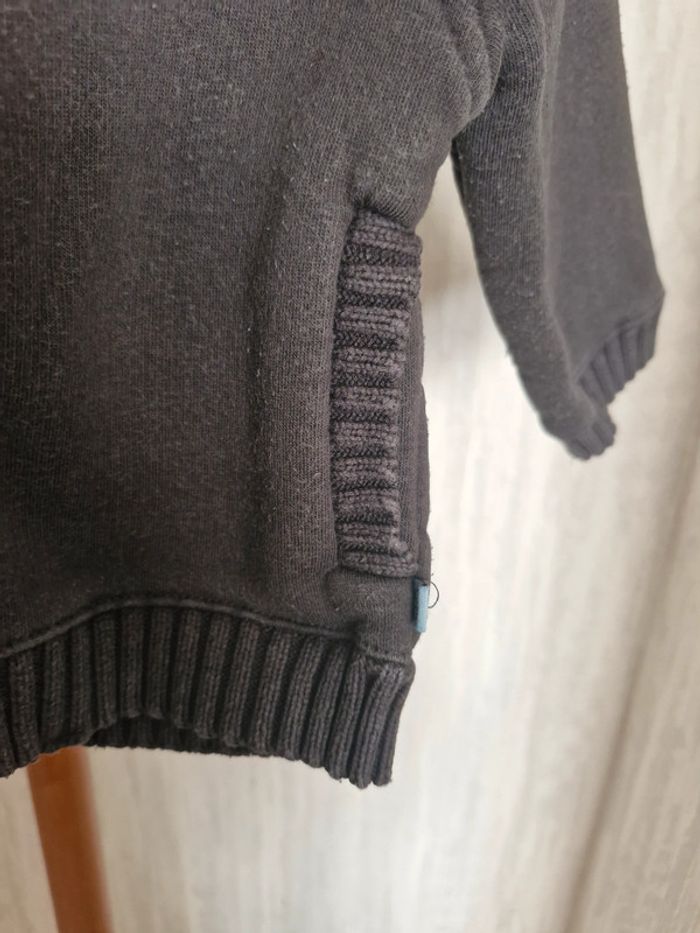 Manteau à capuche zippé bébé garçon 12 mois Obaïbi gris foncé noir coton polyester - photo numéro 4
