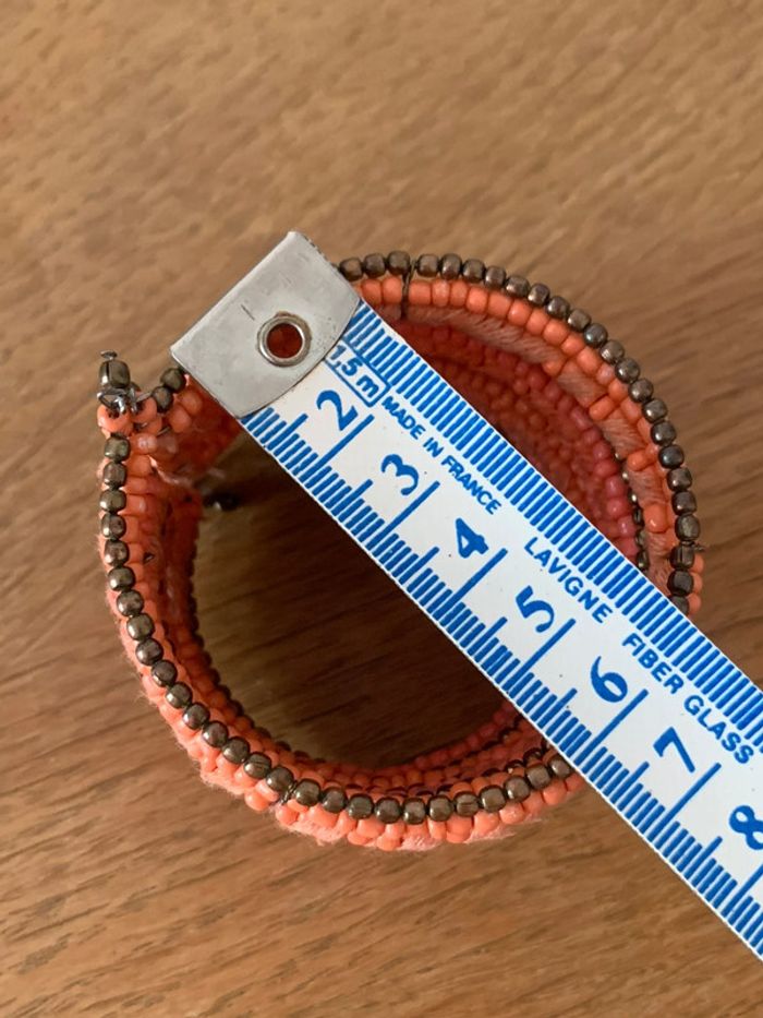 Manchette à perles corail et bronze - photo numéro 5