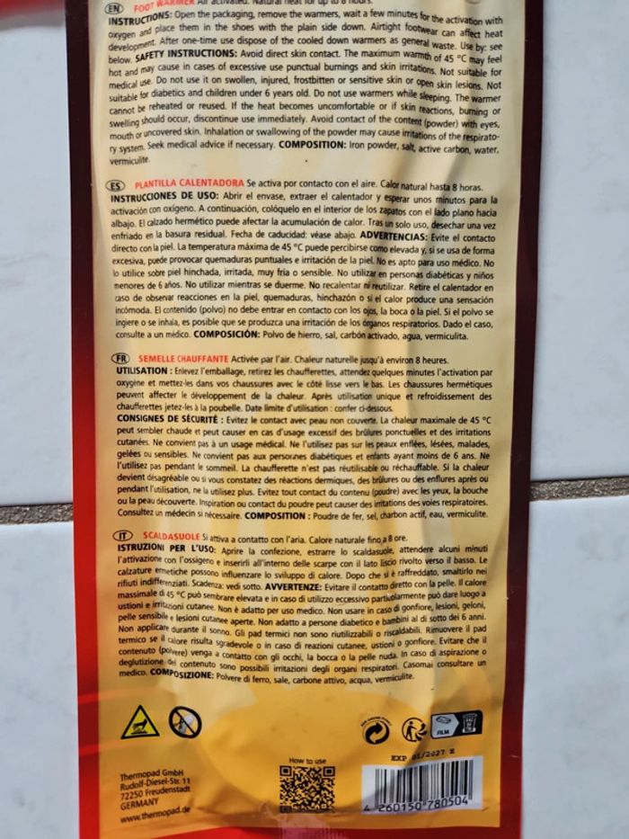 5 paires de Semelles chauffante 40/41 thermopad Neuf u44 - photo numéro 5