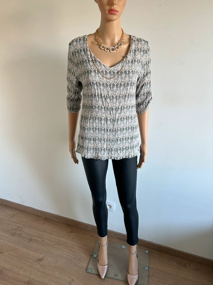 Blouse imprimée à manches courtes Armand Thiery taille 36 bon état - photo numéro 3