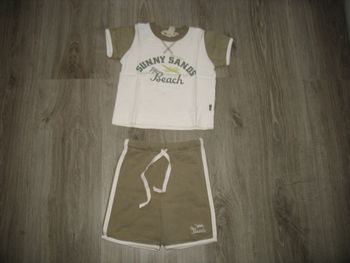 ENSEMBLE 2 PIÈCES BÉBÉ GARÇON : SHORT + TEE SHIRT "H&M" - 6 / 9 MOIS - n°02